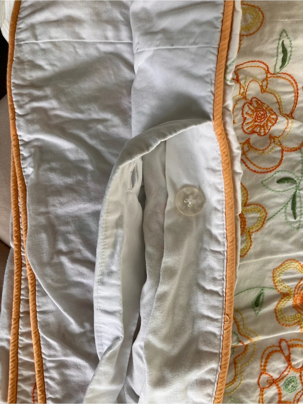 Pottery Barn Teen Orange Petunia Embroidered Twin Duvets Pair of 2